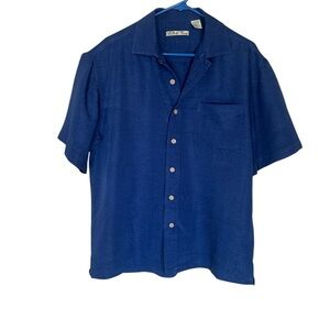 Blue Casual Button Down Shirt with Spread Collar